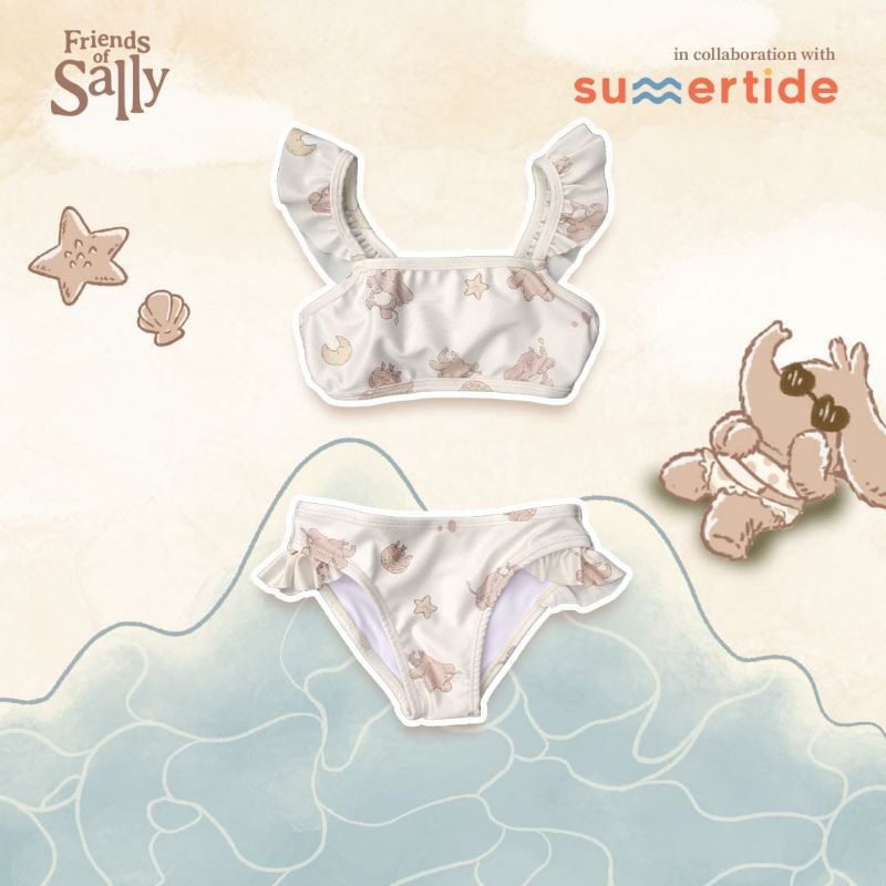 friends of sally sally's summer w sumertide floatsuit watercolor swimsuit bikini baju renang guard set