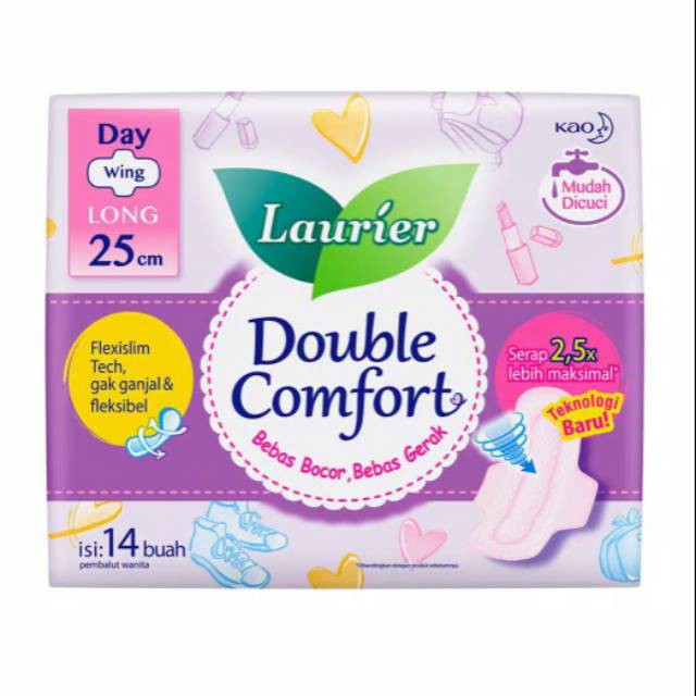 Laurier Double Comfort day long wings 25cm 14 pads lebih tipis