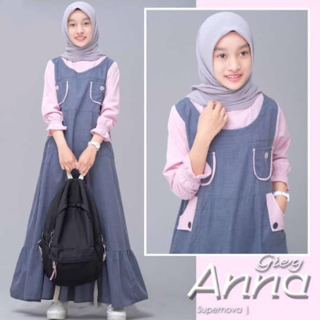 Anna Dress Kids / Gamis Anak 12-14 Tahun / Baju Muslim Anak / Gamis Anak Perempuan / Dress Muslim