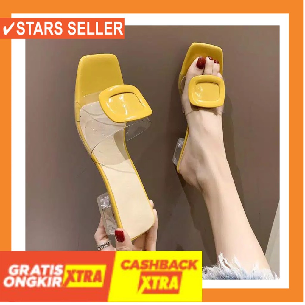 (BAYAR DI TEMPAT) MURAH BARU ASLI ORIGINAL NEW 2020 / Sandal Heells Wanita mika Hak Kaca R 40