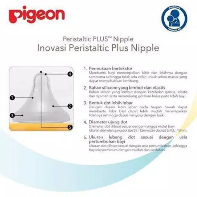 Pigeon NIPPLE PERISTALTIC PLUS dot wide neck isi 1 2 3 wideneck