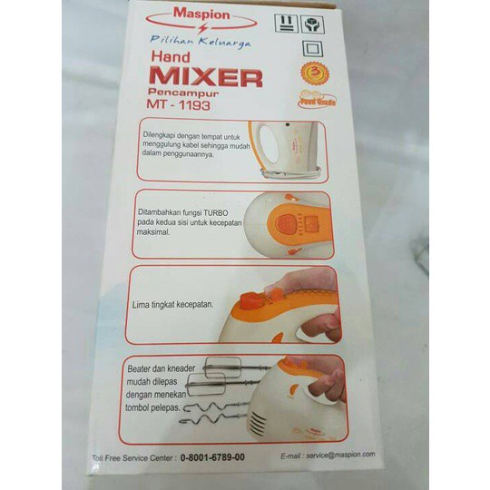 Maspion Hand Mixer Tangan MT 1193 MT1193 Pencampur Pengaduk Adonan