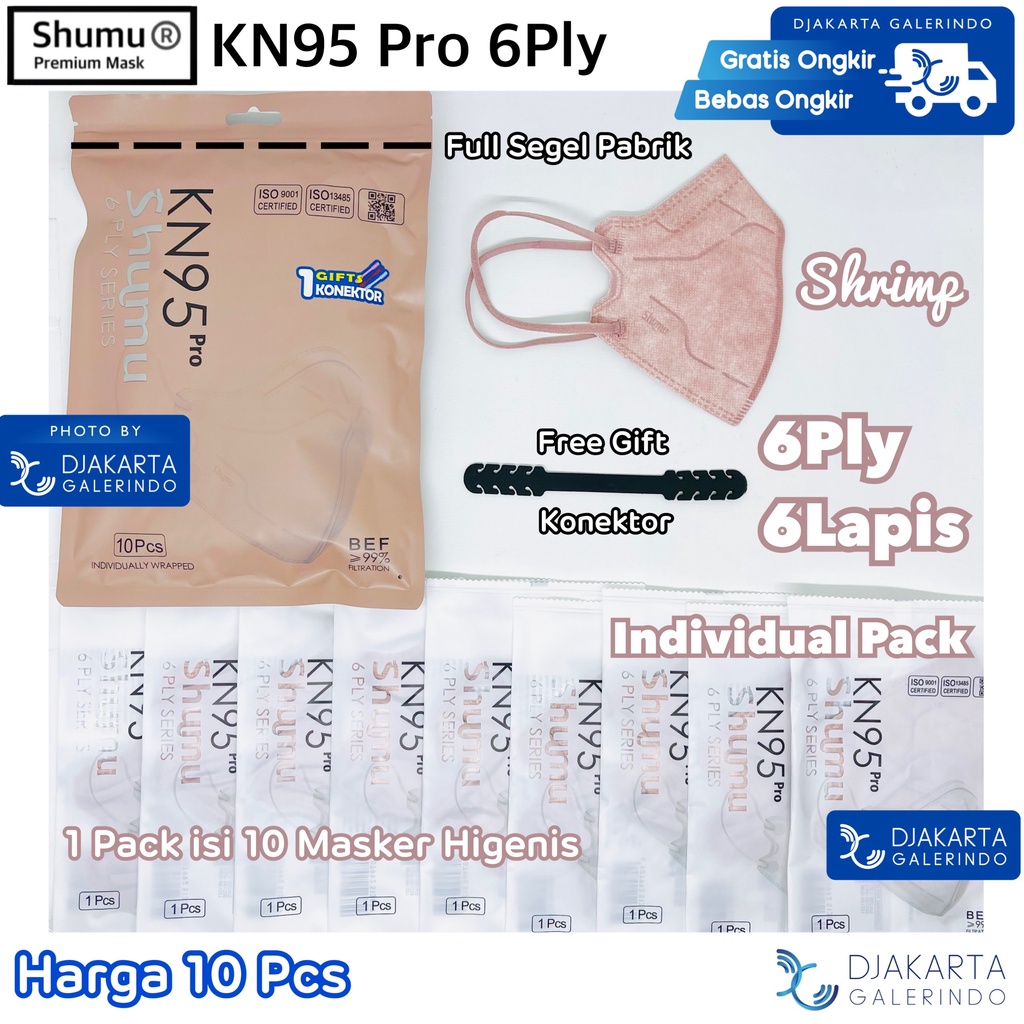 Masker SHUMU KN95 Pro 6Ply Individual Pack isi 10Pcs