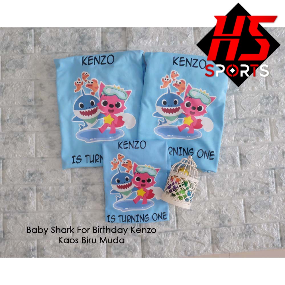 KAOS BABY SHARK FAMILY BIRTHDAY - free custom nama anak - Kaos Baby shark PinkFong -  kaos anak shark