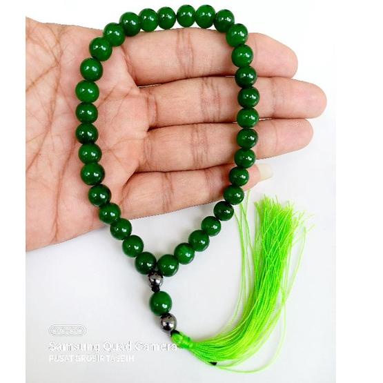 Dijamin Miring harga.. Tasbih batu giok asli 33 butir tasbih batu giok hijau tembus asli tasbih giok