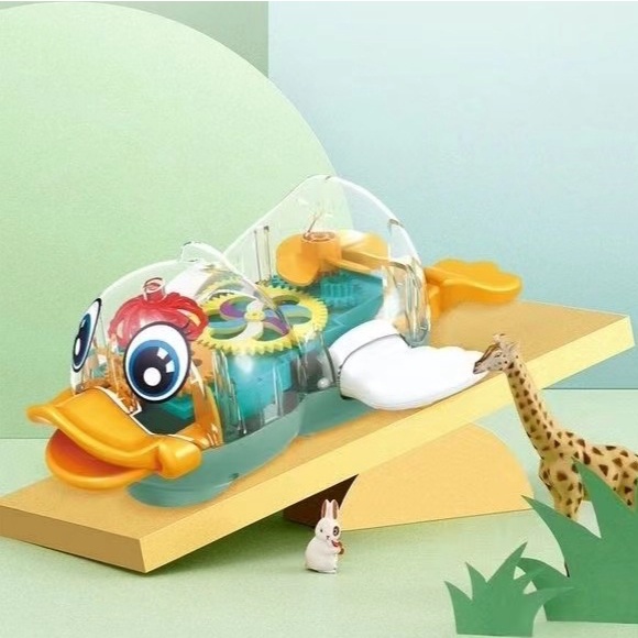 [MS]Gear Duck / Mainan Anak Bebek Transparant Bergerigi Bebek Berjalan Lampu Dan Music