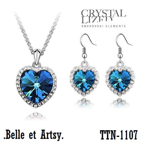 Spesial - Perhiasan Set Kalung Anting Love Kristal Swarovski Elements - Titanic