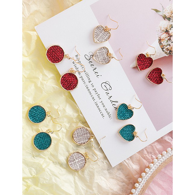 LRC Anting Tusuk Fashion (round) Texture Round Love Earrings D15285