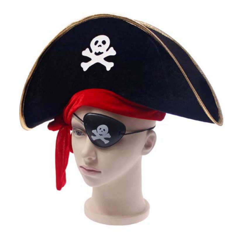 Pirate Captain Hat Skull Topi Bajak Laut halloween jack sparrow