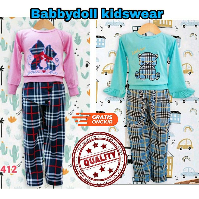 SETELAN BAJU PANJANG CELANA PANJANG ANAK PEREMPUAN TAROKO PP BORDIR PREMIUM