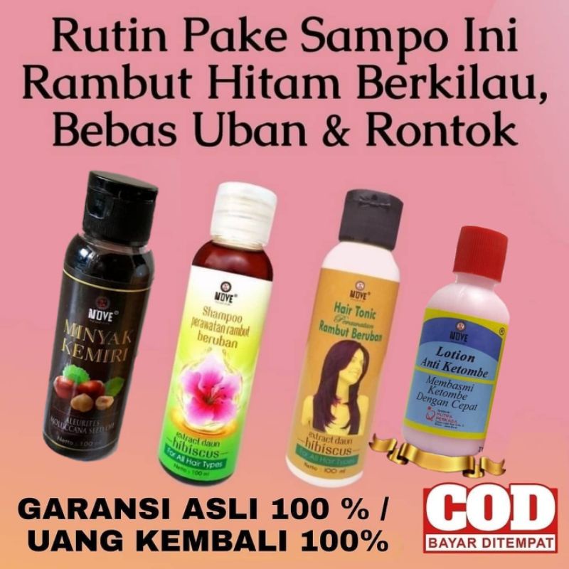 NOVE Shampoo | Hair Tonic | Kemiri Oil Hibiscus Extract | Penghitam Rambut Uban & Ketombe