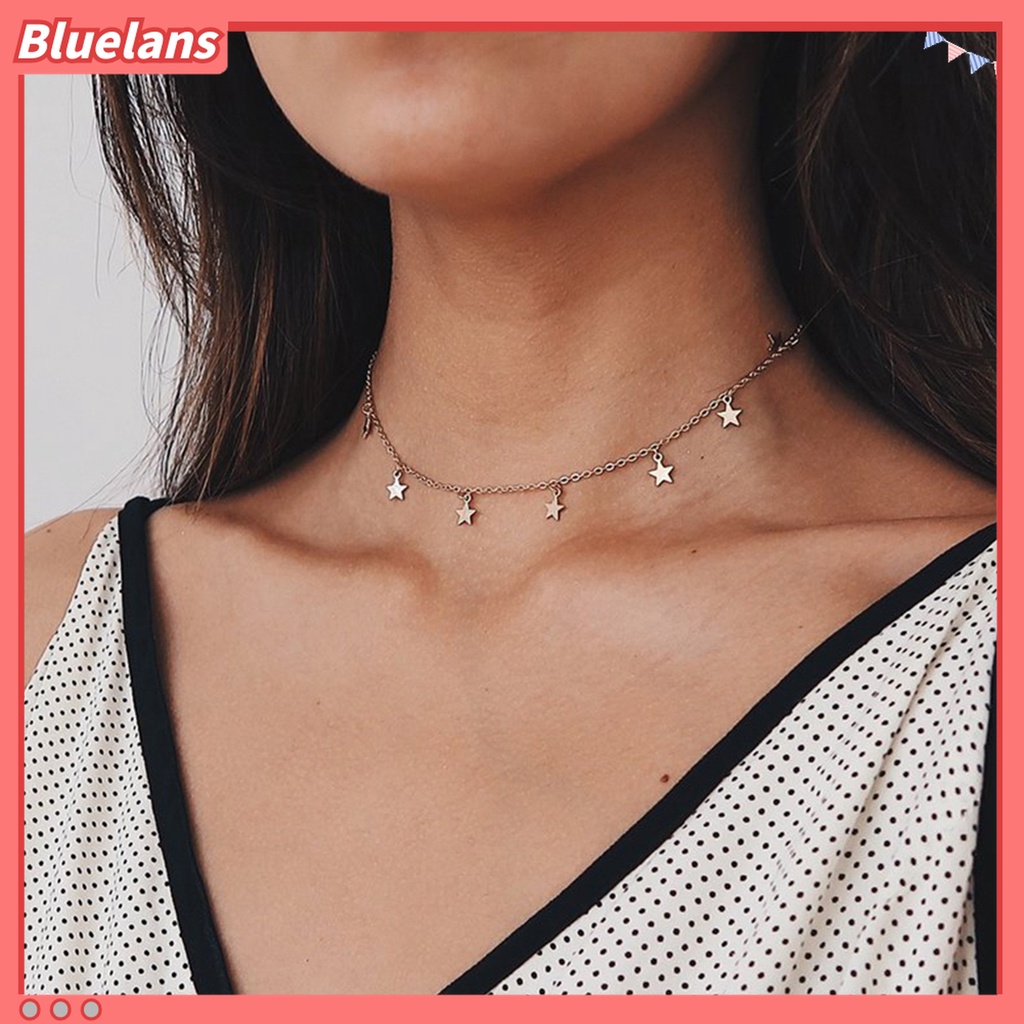 Kalung Choker Rantai Klavikula Dengan Liontin Bintang Bahan Alloy Untuk Wanita