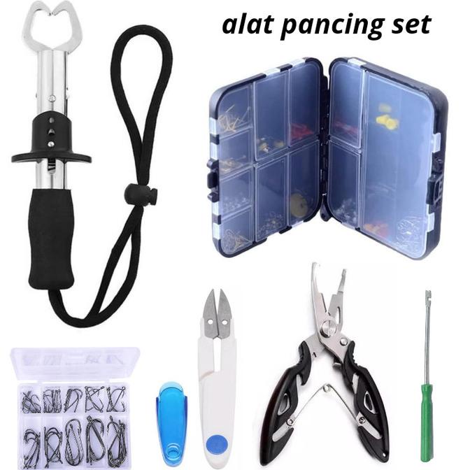 paket peralatan mancing tang gunting pancing box kail fish gripper