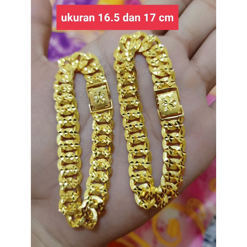 GELANG SISIK NAGA PERAK 925 SILVER LAPIS MAS KUNING 24K