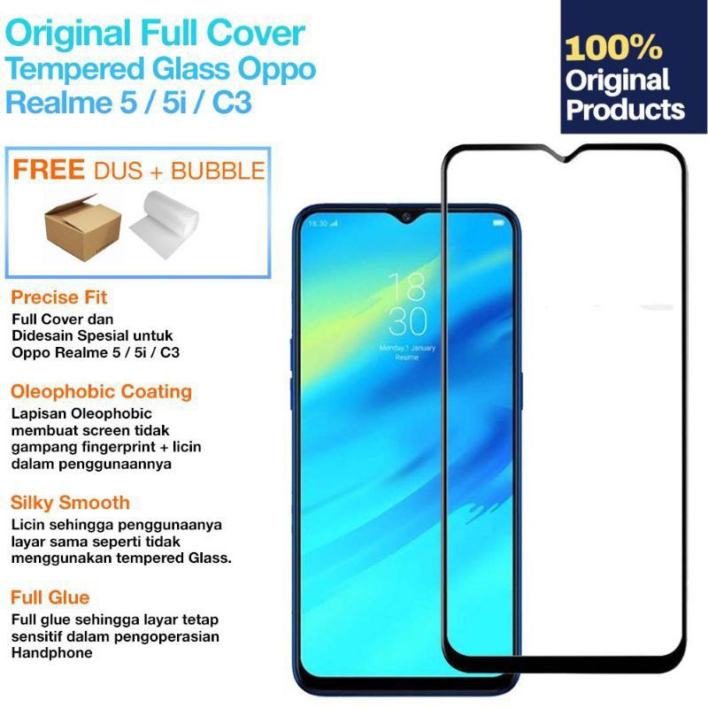 Tempered Glass Realme 5 Pro Full Cover Premium Glass