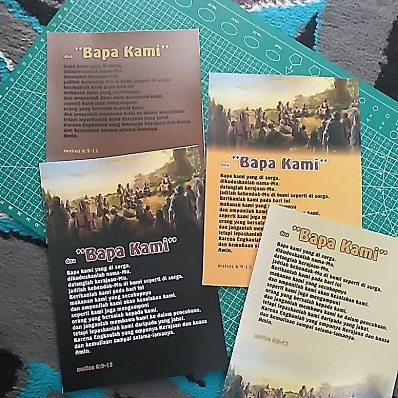

Kartu doa Bapa Kami. Kartu Ayat. Pembatas Buku