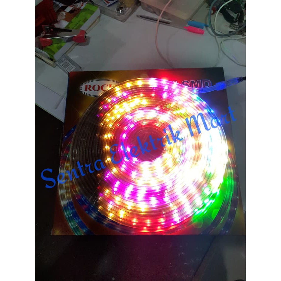Lampu LED Selang / Hias / Rainbow Segi Kecil Rocia 10 meter