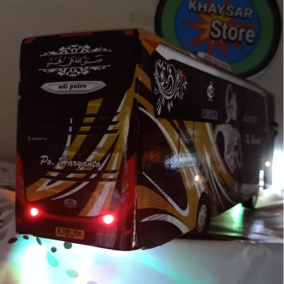 miniatur bus bis mainan bus bis shd haryanto rama shinta plus lampu