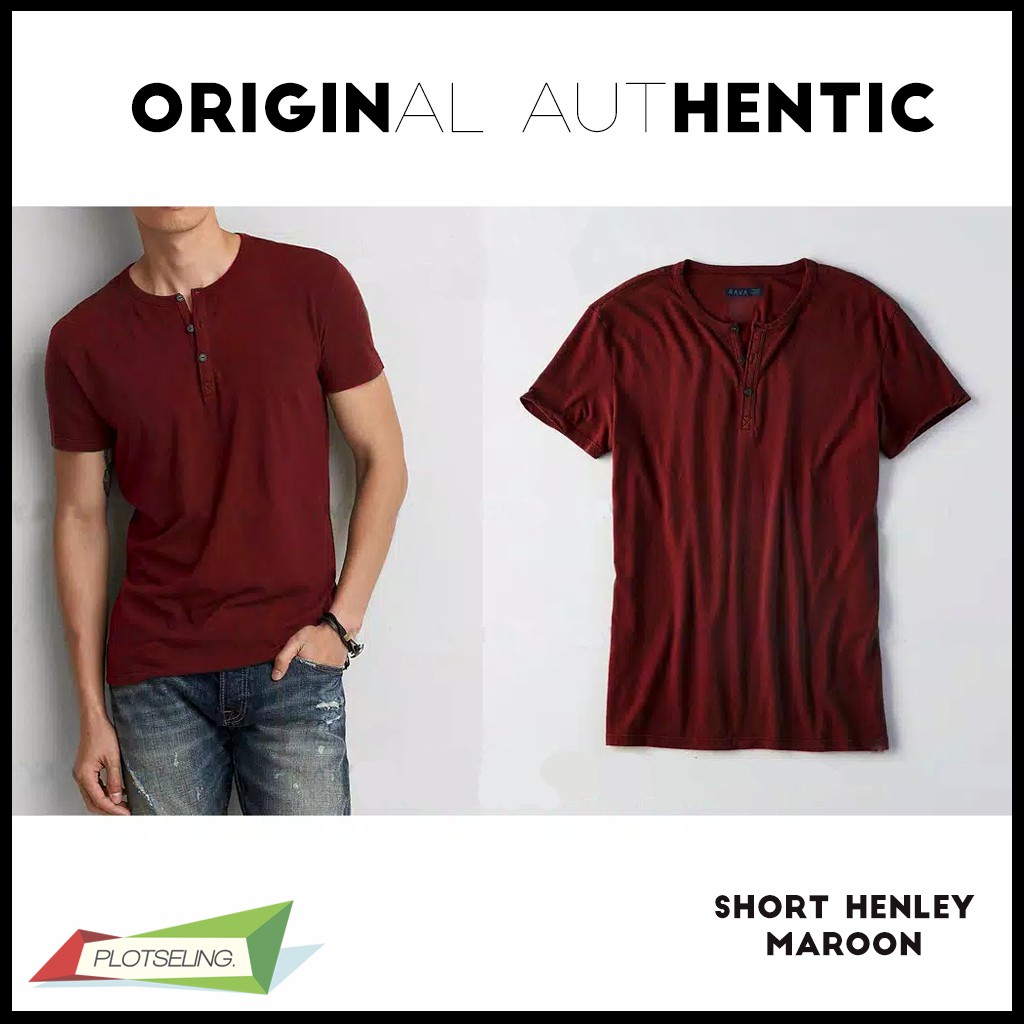 Kaos Polos Oblong HENLEY Pria Lengan Pendek IMPORT COTTON PREMIUM QUALITY - SHORT HENLEY ORIGINAL