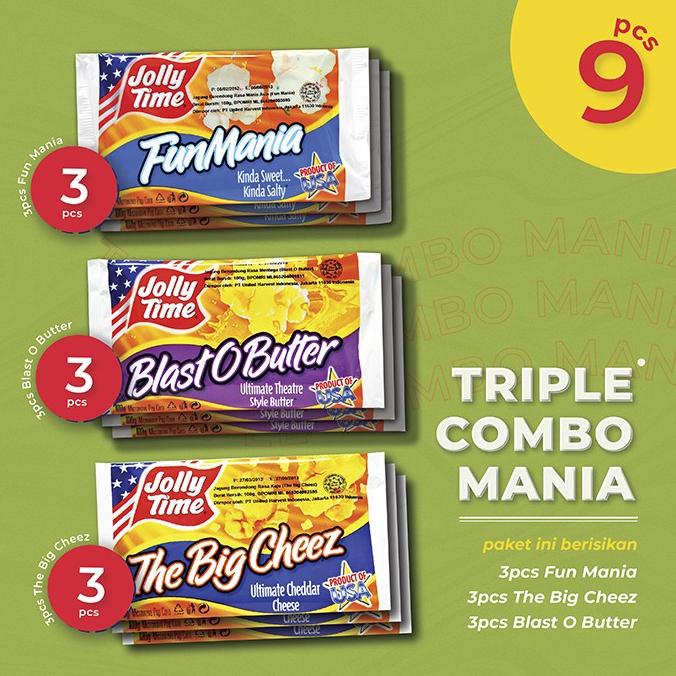 

(BISA COD) Triple Combo Mania - Jolly Time Microwave Popcorn (3BOB, 3TBC, 3FM)