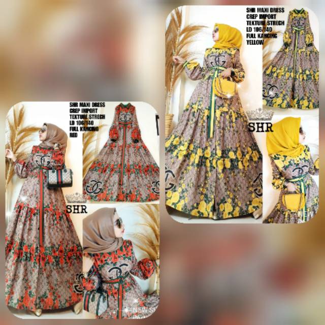 31 READY !! ORI SHR !! GAMIS MAXY DRESS BUNGA KEMBANG