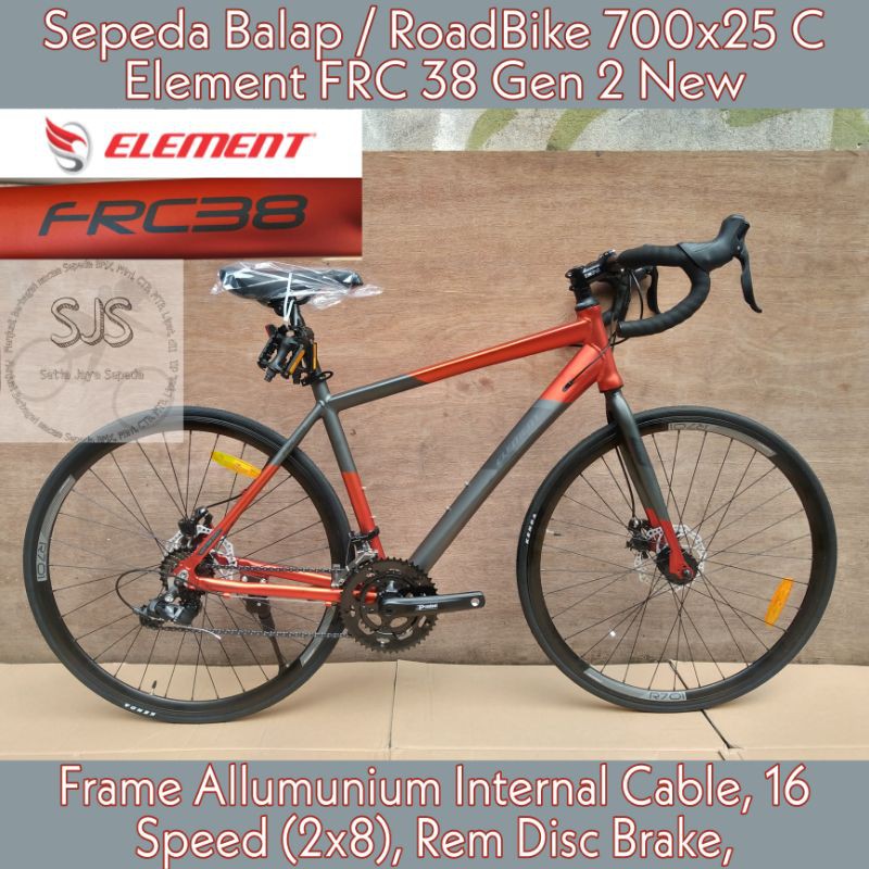 Sepeda Balap / RoadBike 700 x 25 C Element FRC 38 Gen 2 New Alloy 16 Speed