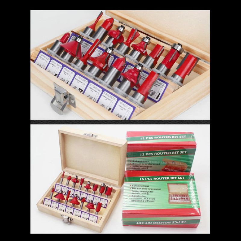 Mata Profil Kayu set 15pcs Mata Trimmer Router Milling Woodworking