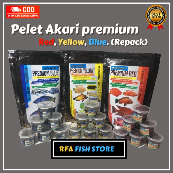 Akari Premium Blue Red Yellow Repack | Floating | chana 10 gram channa ikan predator akari asli original murah