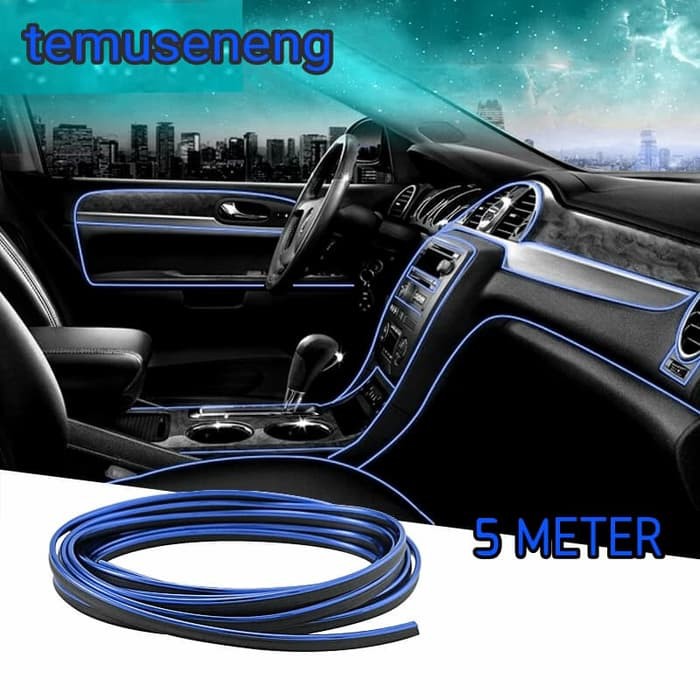 5M Karet Warna Biru Lis Interior Dekorasi Mobil Moulding Trim Strip