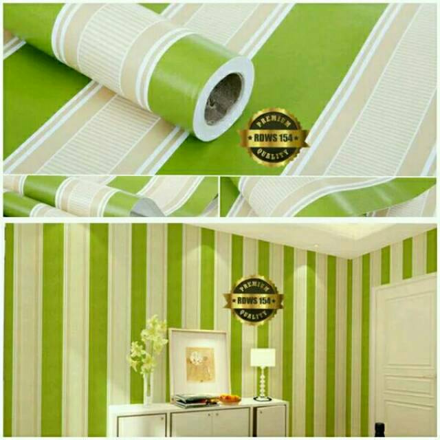 Walpaper dinding  salur  hijau  wallpaper  stiker 4 5x ce 