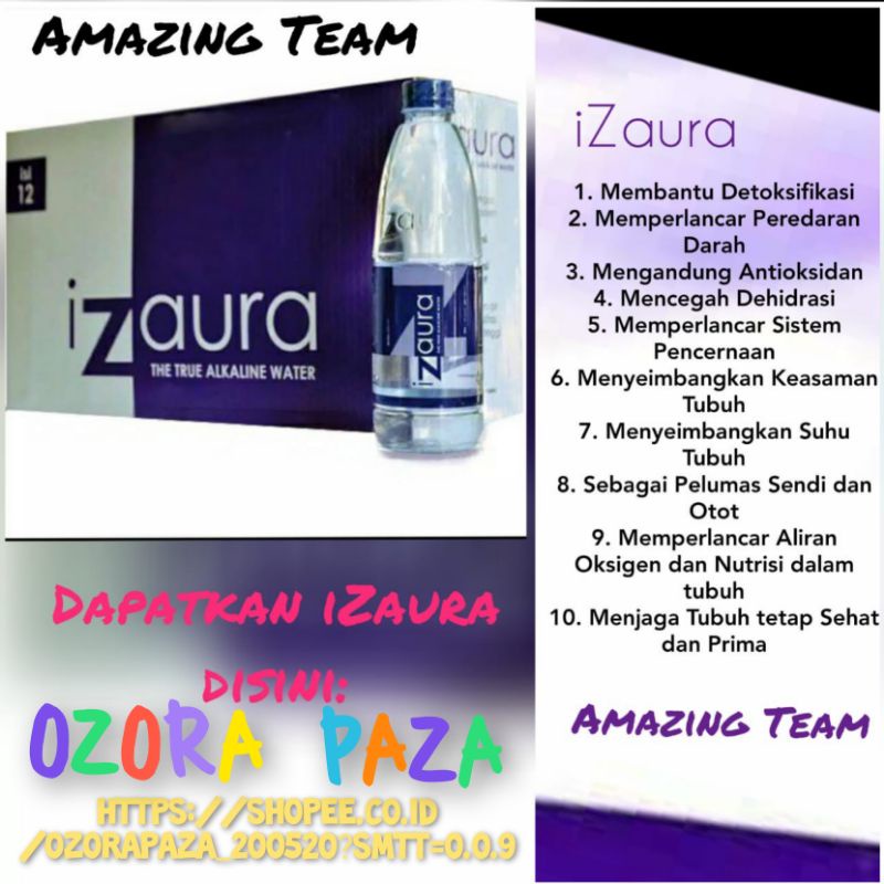 

Air sehat iZaura. Harga khusus promo 600ml, isi 12 botol.