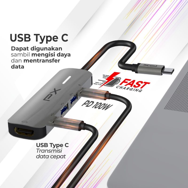 USB 3.1 Type C 5in1 HDMI 4K Fast Charging Hub Converter PX UCH05C