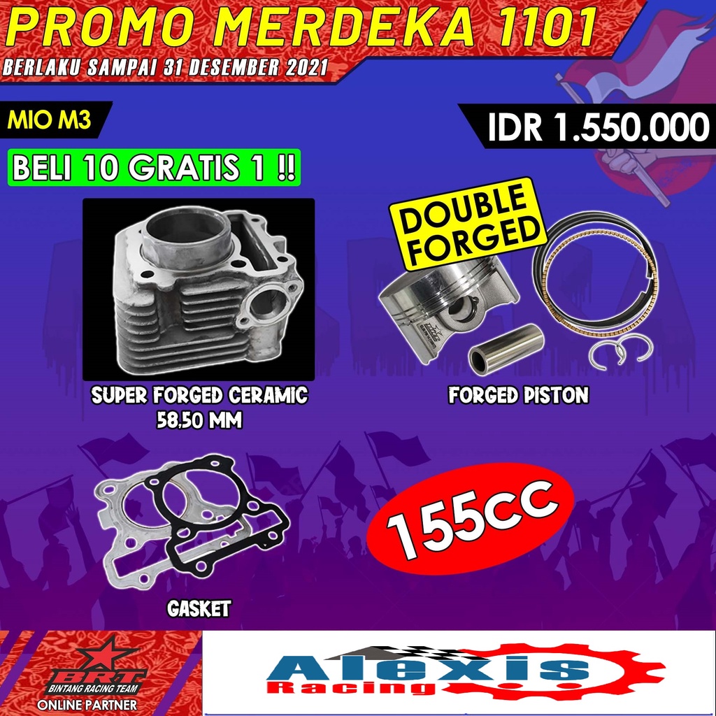 Promo Merdeka 1107 Bore Up BRT Blok Ceramic 58.50mm Mio M3 Fino 125 Soul GT 125