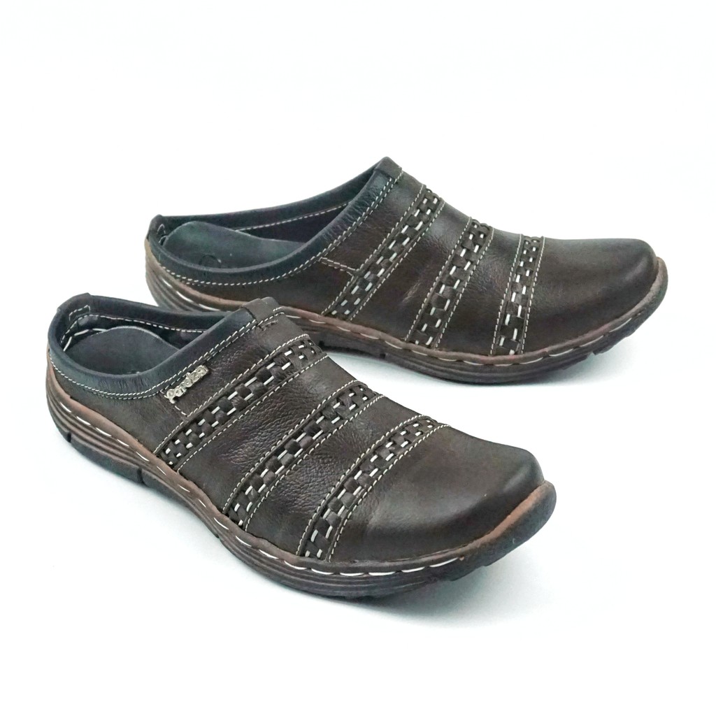 Sandal Pria Slop  Kulit Asli Outsole Rubber Microcell bustong / Sepatu Sandal Selop