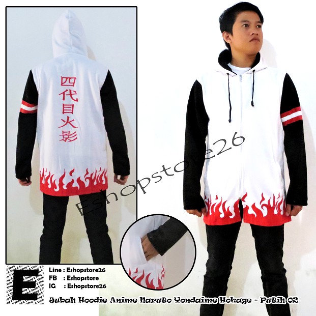 Jaket Jubah Hoodie Anime Naruto Yondaime Hokage Merah