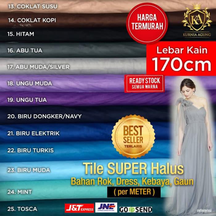 Kain Tile /Tulle/Tila Polos Bahan Rok,Gaun,Kebaya Permeter Murah - Biru Turkis