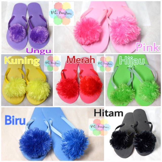 Ms Pompom  Sendal Bulu  Pompom  Shopee Indonesia