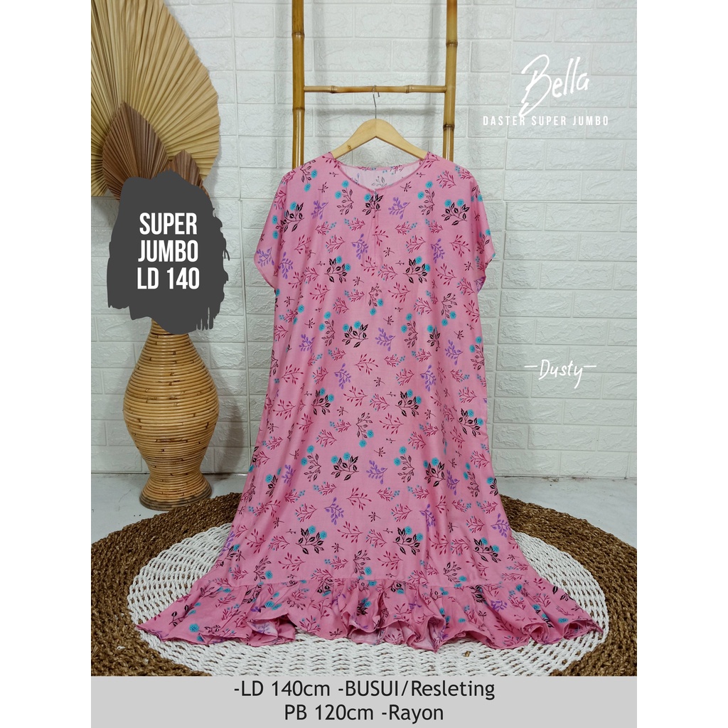 LD 140cm (40 Motif) Daster SUPER JUMBO dan Daster Kaftan LD 150cm Ruffle (Part 1) Daster Rempel JUMBO Daster Viral-Bella Dusty Pink