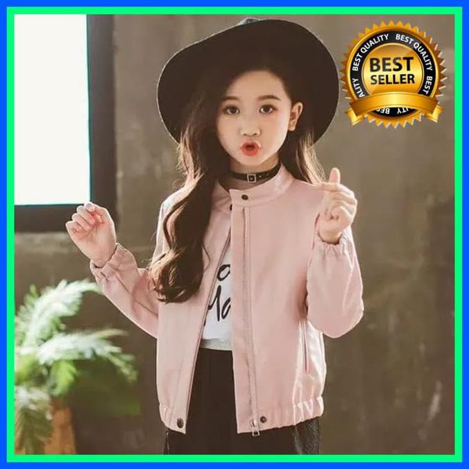 JAKET ANAK CEWEK-JAKET KULIT PINK IMPORT KOREA MURAH BAGUS KEREN -