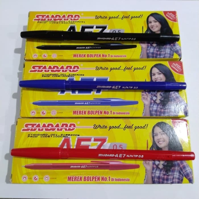 

Mudah Pulpen Standart Ae7 Hitam Biru Merah 0,5 Mm Bagus