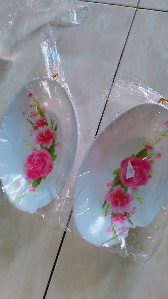 Souvenir Mangkuk Oval Melamin Kemasan Plastik