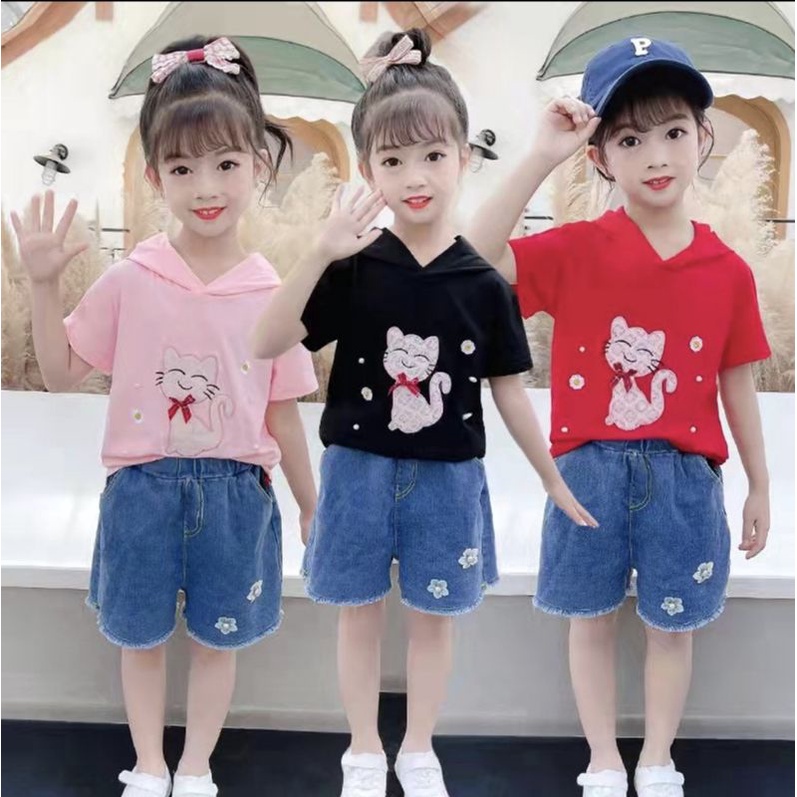 GROSIR 4pcs x60rb  / Setelan Anak Perempuan Import Kitten / Terlaris Baju Anak Import / Grosir Busan