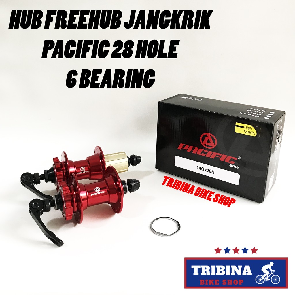 HUB FREEHUB PACIFIC JANGKRIK 28 HOLE 6 BEARING ( SOLAR RED )