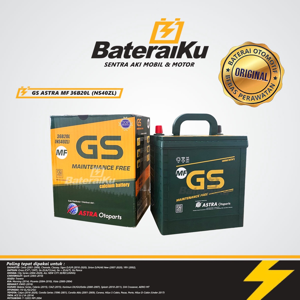 JUAL AKI MOBIL GS ASTRA NS40ZL AKI KERING UNTUK VISTO,CALYA, CITY, DLL