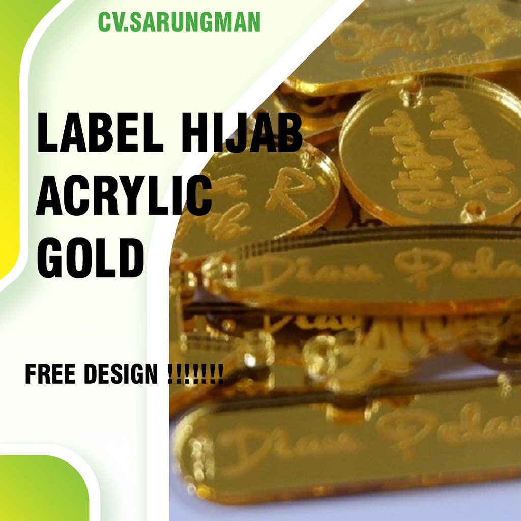

50pcs Label Hijab Acrylic / Label Akrilik / Label Brand Akrilik Custom Emas