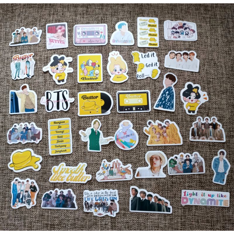 

35 PCS STIKER BTS NEW EDITION BUTTER , DYNAMITE , LIFE GOES ON CUTE ( WATERPROOF )