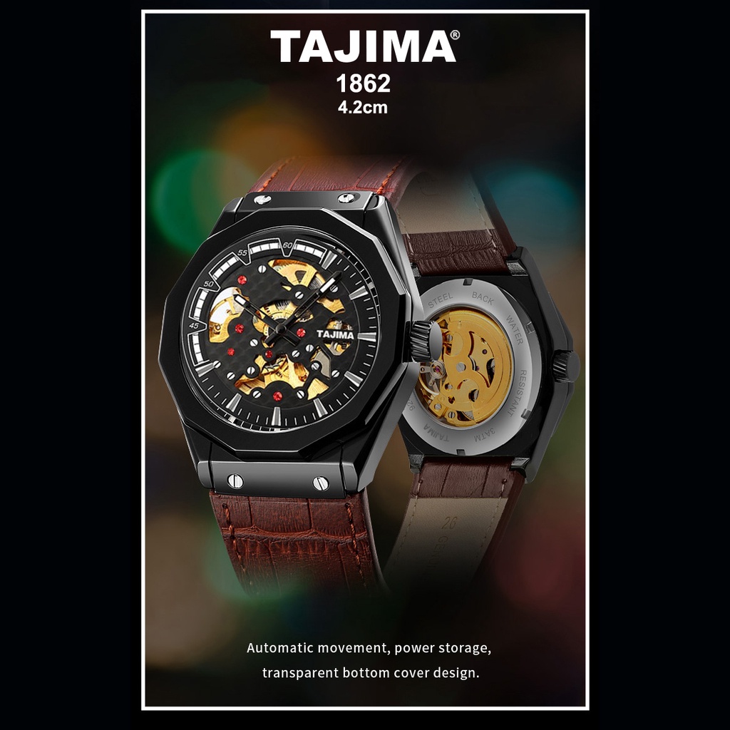 TAJIMA Jam Tangan Automatic Pria 1862 Tahan Air Garansi 1 Tahun
