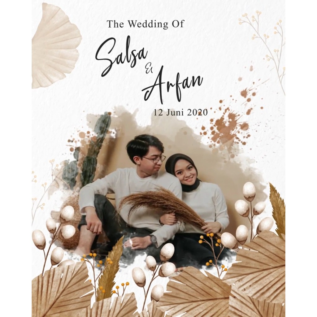 Undangan Digital Video Pernikahan Adat Jawa Brush Brown Modern Elegant Terlaris