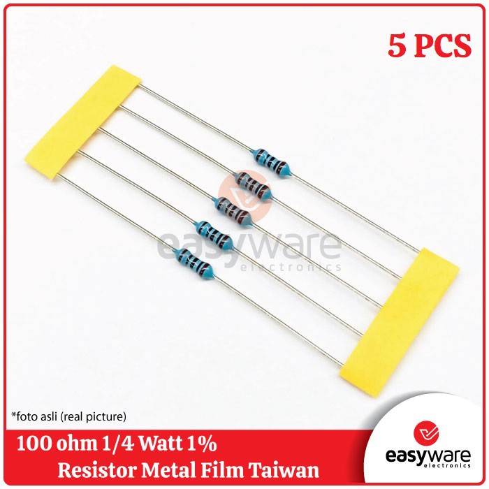 5PCS RESISTOR 100 OHM 0.25WATT METAL FILM RESISTOR TAIWAN 100 OHM