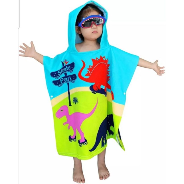 Handuk Ponco/Hoodie towel anak/ Handuk Karakter Lucu